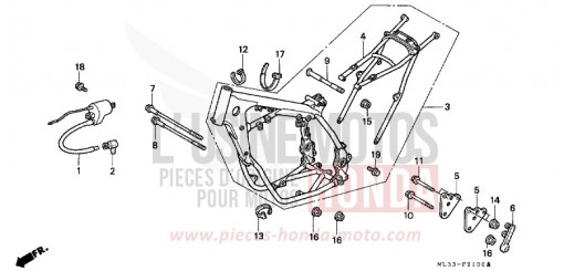 CARROSSERIE DE CHASSIS (CR500RL/RM) CR500RL de 1990